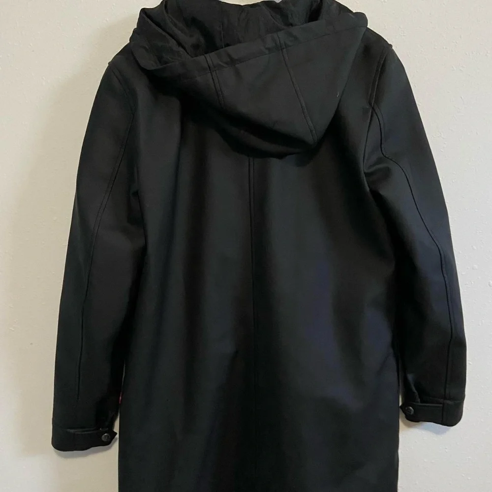 Levi's Rubberized Water Resistant Black Faux Leather Parka Rain Jacket - Picture 8 of 8